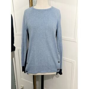 J. Crew Mohair Wool Blend Elbow Patch Asymmetrical Blue Sweater Womens XS